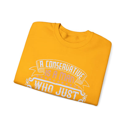 A conservative is a man who just sits and thinks, mostly sits-01 — Unisex Heavy Blend Crewneck (G18000)