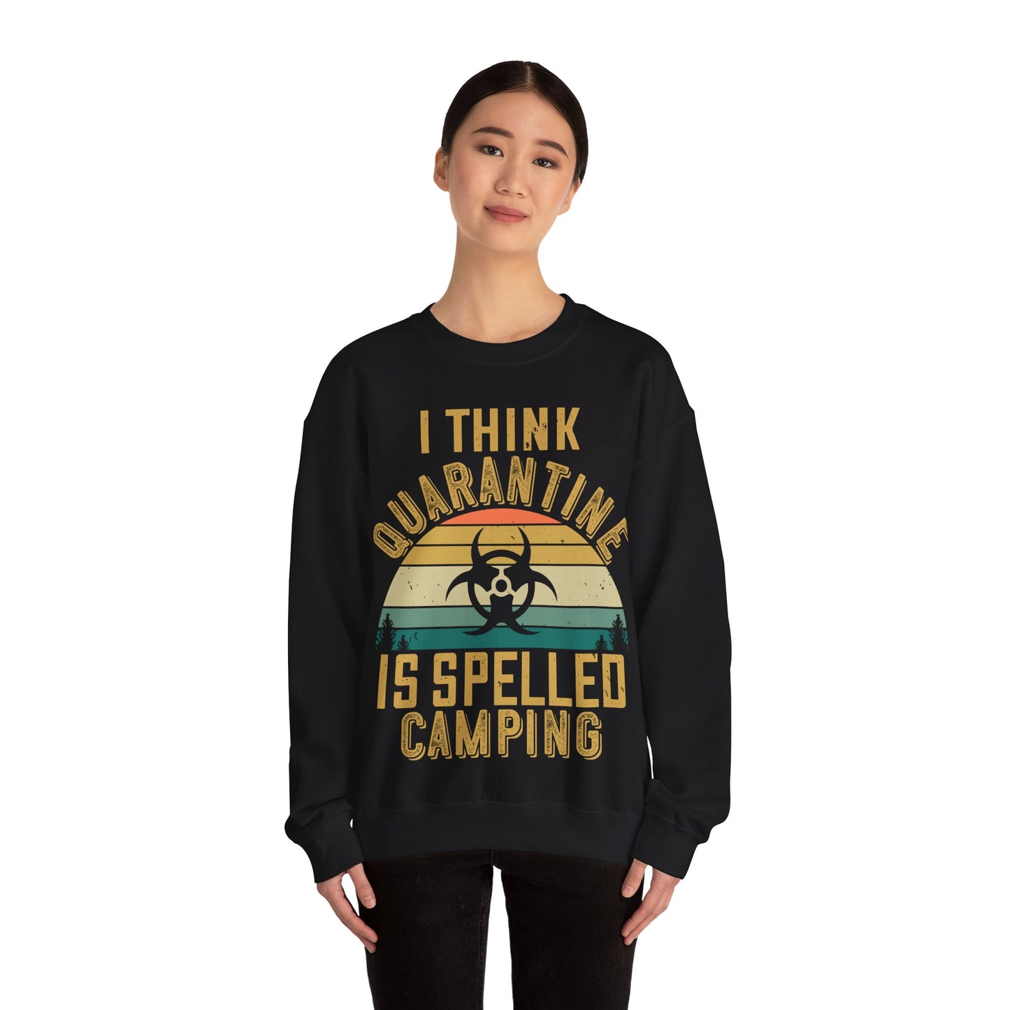 i think quarantine is spelled camping-01 — Unisex Heavy Blend Crewneck (G18000)