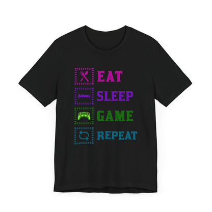 Eat Sleep Game Repeat T-shirt, Gaming Tshirt, Eat Sleep Shirt, Unisex Shirt, Crewneck Shirt, Short Sleeve Tee, Gift for Him, Gift for Her