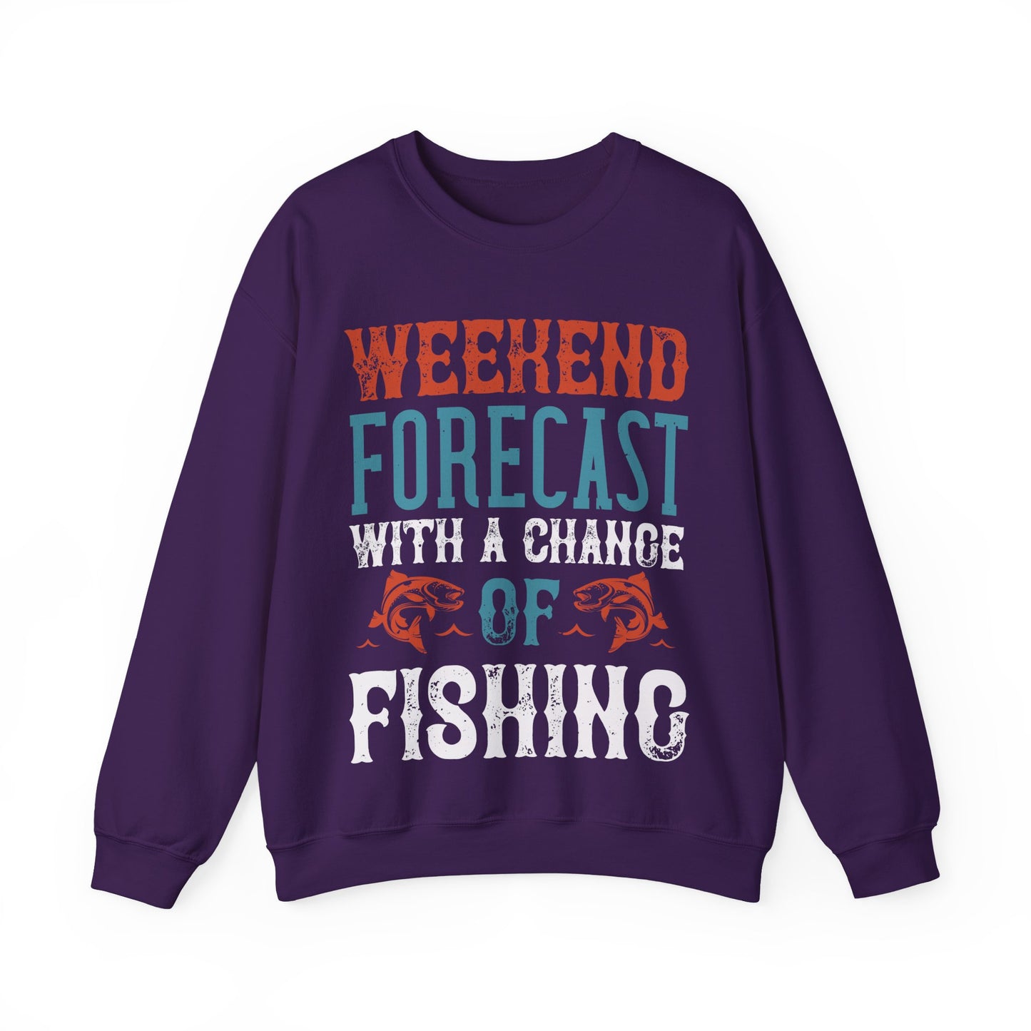 WEEKEND FORECAST WITH A CHANGE OF FISHING-01 — Unisex Heavy Blend Crewneck (G18000)