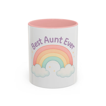 Best Aunt Ever Rainbow Coffee Mug, Gift for Aunts, 11oz, 15oz, Cute Mug, Birthday Gift, Unique Coffee Cup
