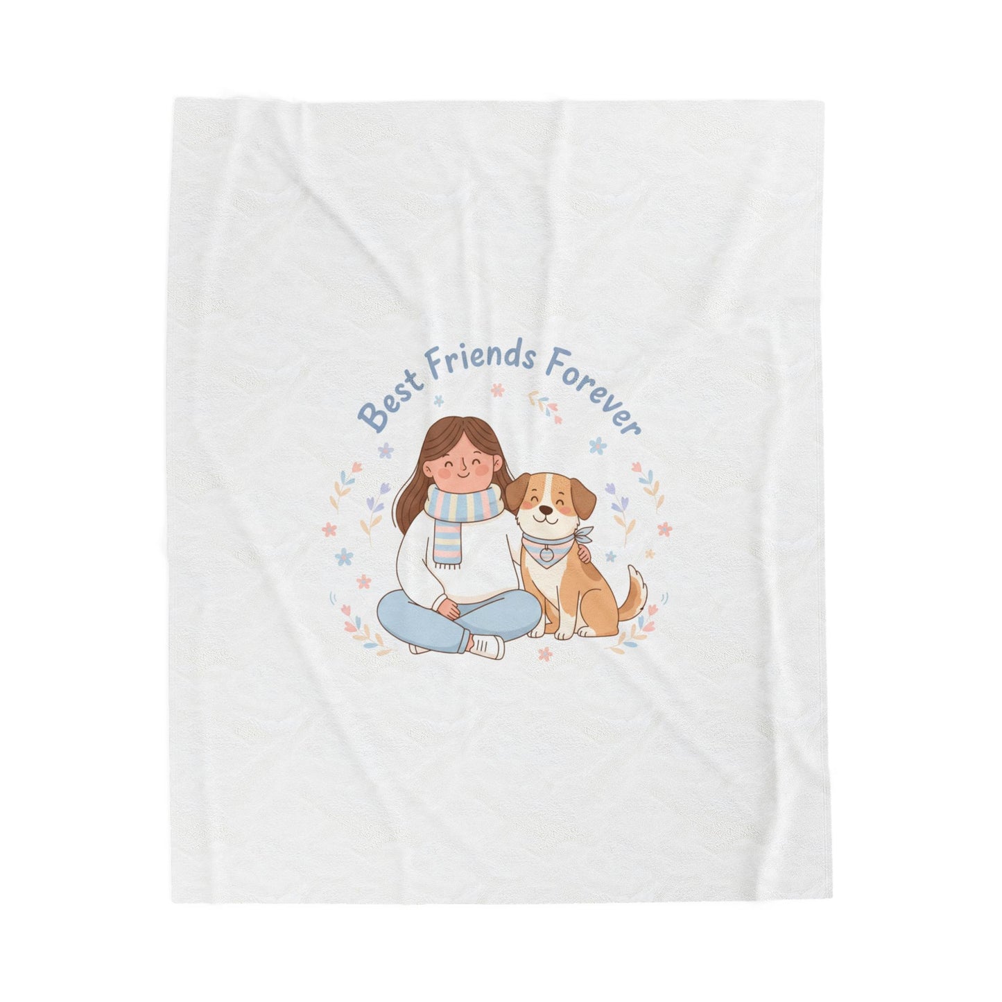Best Friends Forever Velveteen Plush Blanket | pet owner matching, paw print design
