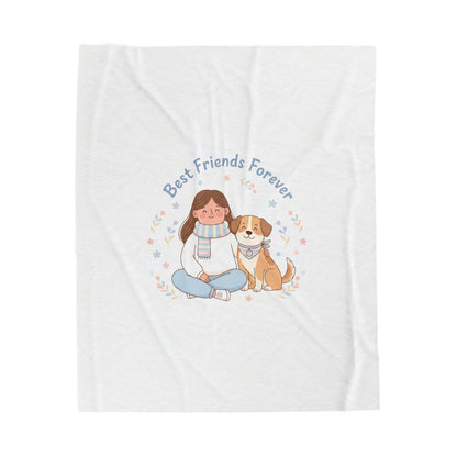 Best Friends Forever Velveteen Plush Blanket | pet owner matching, paw print design