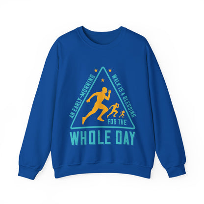 An early-morning walk is a blessing for the whole day-01 — Unisex Heavy Blend Crewneck (G18000)