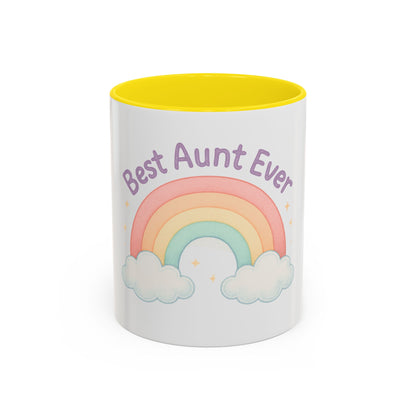 Best Aunt Ever Rainbow Coffee Mug, Gift for Aunts, 11oz, 15oz, Cute Mug, Birthday Gift, Unique Coffee Cup