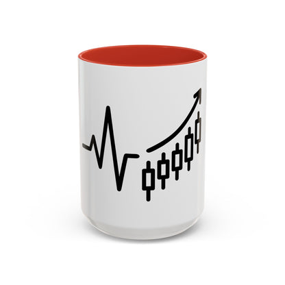 Stock Market Heartbeat Accent Coffee Mug (11, 15oz), Financial Market Trader Gift, Wall Street Investor Mug, Stock Market